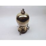 A late 19th or early 20th Century Silver Plated Mappin & Webb Egg-shaped Coddler, raised on three