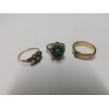 Mixed lot comprising Victorian Gold Mourning Ring, the hinged buckle front opening to reveal a