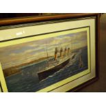 Simon Fisher coloured limited edition print "The Titanic off Cowes, Isle of Wight", numbered 22/850,