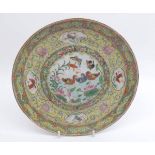An 18th Century Chinese Circular Plate, centre well painted in colours with ducklings, butterflies