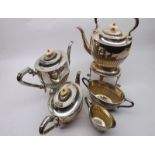 A late 19th or early 20th Century Five Piece Silver Plated Tea and Coffee Set comprising spirit