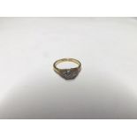 Early 20th Century 18ct Gold and Platinum small single stone Brilliant Cut Diamond Ring, stamped "