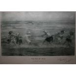 ROBERT GEMMELL HUTCHISON, SIGNED AND DEDICATED IN PEN TO MARGIN, SEPIA PRINT,  The Tug of War ,