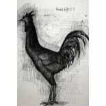 AFTER BERNARD BUFFET, BLACK AND WHITE PRINT, A Cockerel, 16" x 10"