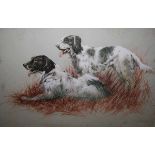 SPENCER ROBERTS, SIGNED IN PENCIL TO IMAGE LOWER RIGHT, COLOURED PRINT, Spaniels in Landscape, 17" x