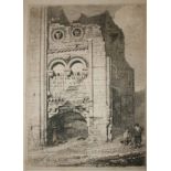 JOHN SELL COTMAN, TWO BLACK AND WHITE ETCHINGS PUBLISHED 1811/12,  Castle Rising Church, Norfolk,