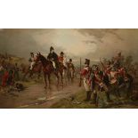 AFTER R HILLINGFORD, LATE 19TH CENTURY CHROMOLITHOGRAPH,  Wellington at Waterloo! , 21" x 32"