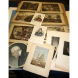 FOLDER, APPROXIMATELY THIRTY COLOURED AND BLACK AND WHITE ENGRAVINGS, relating to the Duke of