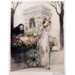 LOUIS ICART, SIGNED IN PENCIL TO MARGIN, LIMITED EDITION COLOURED LITHOGRAPH,  Marchande de Fleurs ,
