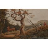 AFTER D WOLSTENHOLME, ENGRAVED BY REEVE, ANTIQUE COLOURED AQUATINT,  Stag Hunting   Plate 2 ,