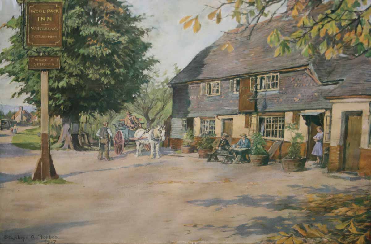 AFTER STANHOPE A FORBES, COLOURED PRINT,  The Woolpack, Yalding , (A Whitbread & Co advertising