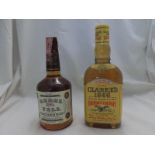 Two bottles Clarkes 1866 Kentucky Straight Sour Mash Bourbon Whiskey and Rebel Yell Straight Bourbon