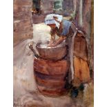 HENRY SILKSTONE HOPWOOD, SIGNED LOWER LEFT, WATERCOLOUR, Washerwoman, 12 x 9