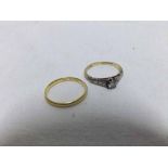 Hallmarked 22ct Gold Wedding Ring weighing 1 = gms together with a Bravingtons 18ct Gold and