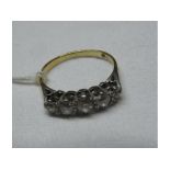 Early 20th Century 18ct Gold five old cut Diamond Ring, approx 0.75 ct total, stamped 18ct