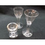 Mixed lot 19th Century clear firing glass together with 19th Century small wine with facet cut