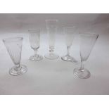 Mixed lot 19th Century clear ale glasses to include examples with barley and hop decoration,