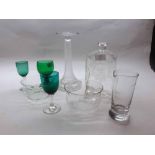 A mixed lot of 18th/19th Century glasswares to include a Georgian clear glass wig-stand, a