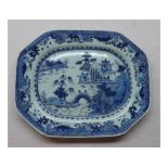 A Nankin Platter of canted rectangular form, the centre typically decorated in underglaze blue