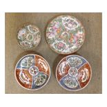 A Famille Rose Circular Plate and Small Saucer Dish, together with a pair of Circular Oriental