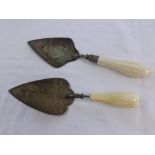 Two 19th Century Silver plated and bone handled presentation trowels, one inscribed Presented to The