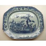 A Nankin Large Platter, the centre typically decorated in underglaze blue with a Chinese fence