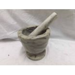Grey veined marble Pestle and Mortar, 4" diam