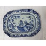 A Nankin Platter of canted rectangular form, the centre typically decorated in underglaze blue