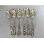 A set of six 20th Century Sterling Tablespoons, possibly of American manufacture, the stems with