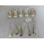 A Mixed Lot of Silver Tablespoons to include: two 18th Century London hallmarked bottom struck