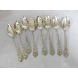 A set of six late 19th or early 20th Century German 800 grade white metal Tablespoons, the stems
