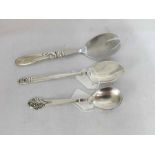A Mixed Lot comprising: two various Danish white metal Preserve Spoons and a further Danish white