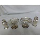 A Mixed Lot comprising: pair of George V small Silver Pedestal Bon-Bon Dishes, hallmarked 1910,