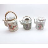 Mixed lot of three late 19th/early 20th Century Chinese Tea Kettles of varying sizes and designs,