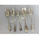 A Mixed Lot of George III and later Dessert Spoons, mainly Fiddle pattern examples, various dates