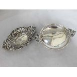 Two Silver Small Bon-Bon Dishes, one of circular double-handled form and the other of abstract