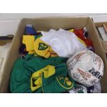 One box: approx 35 replica football shirts circa 1990s and later including Norwich City Football