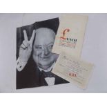 WINSTON LEONARD SPENCER CHURCHILL (1874-1965), signed fdg menu card: LUNCH ON THE OCCASION OF THE