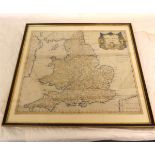 R MORDEN: ENGLAND, hand col'd engrd map [1695], approx 14" x 16", f/g