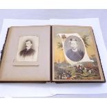 MEMORIALS OF ENGLAND'S GLORIES, A Victorian carte de visites album circa 1882 with chromolitho