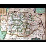 SAXTON/KIP: NORFOLKCIAE ..., engrd hand col'd map, circa 1607, approx 10 1/2" x 15", f/g