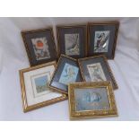 One box: assorted woven pictures etc, mainly framed and glazed