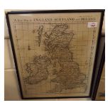 A NEW MAP OF ENGLAND, SCOTLAND AND IRELAND, engrvd map, circa 1732 from Paul Rapin de Toyras, THE