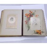 A late Victorian/Edwardian carte de visite album containing 35+ carte de visites and approx 14