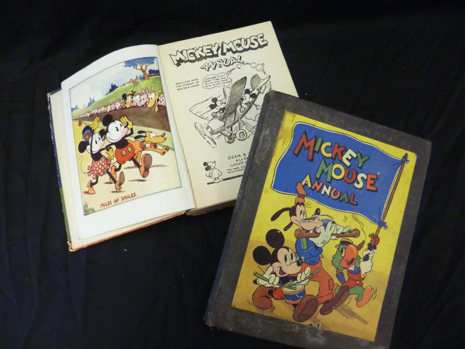 WALT DISNEY, 2 ttls: MICKEY MOUSE ANNUAL, [1933], col'd frontis, orig pict bds worn, lacks