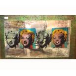 WARHOL FACTORY SILK SCREEN PRINT DEPICTING MARILYN MONROE, multi-image with musical notation, approx