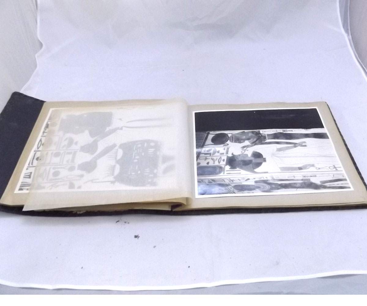 A mid-20th Century souvenir photograph album depicting ancient Egyptian tombs containing approx 25