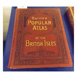 G W BACON: BACON'S POPULAR ATLAS OF THE BRITISH ISLES, 1904, fo, orig decor cl gt