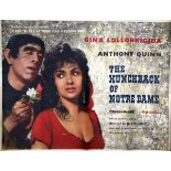 THE HUNCHBACK OF NOTRE DAME, film poster starring Gina Lollobrigida, Antony Quinn etc, UK quad,