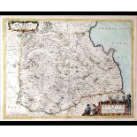 T PONT: THE MERCE OR SHIRREFDOME OF BERWICK, engrd hand col'd map circa 1664, approx 15" x 20", f/g